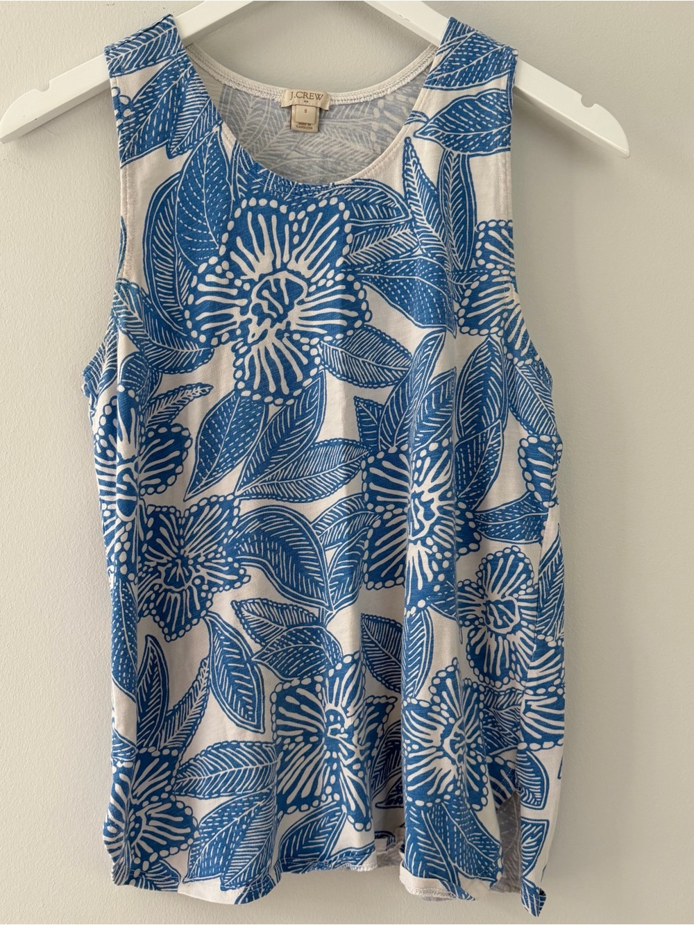 j crew blue and white beachy tank top